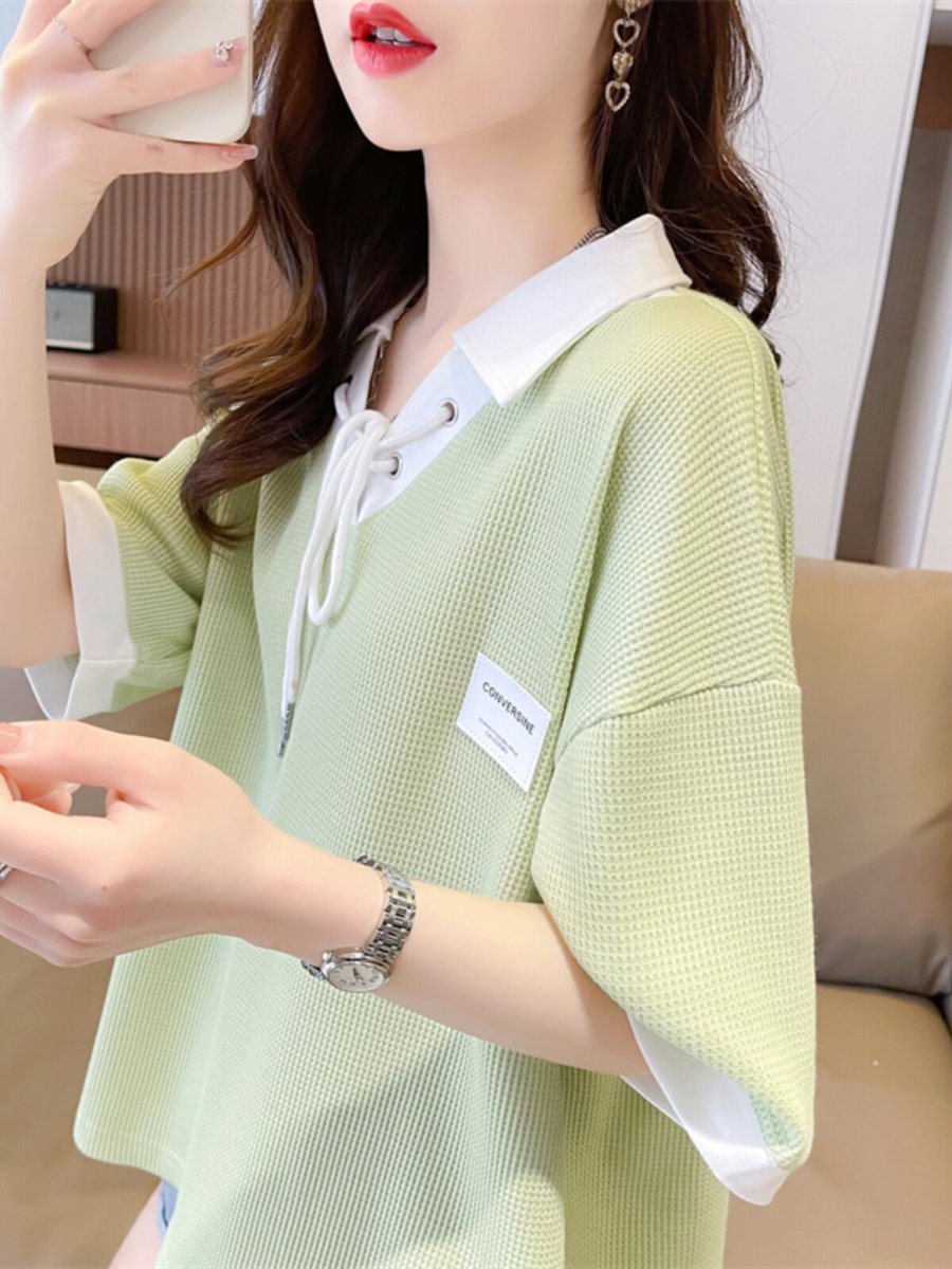 白色小猫印花圆领短袖T恤女夏季