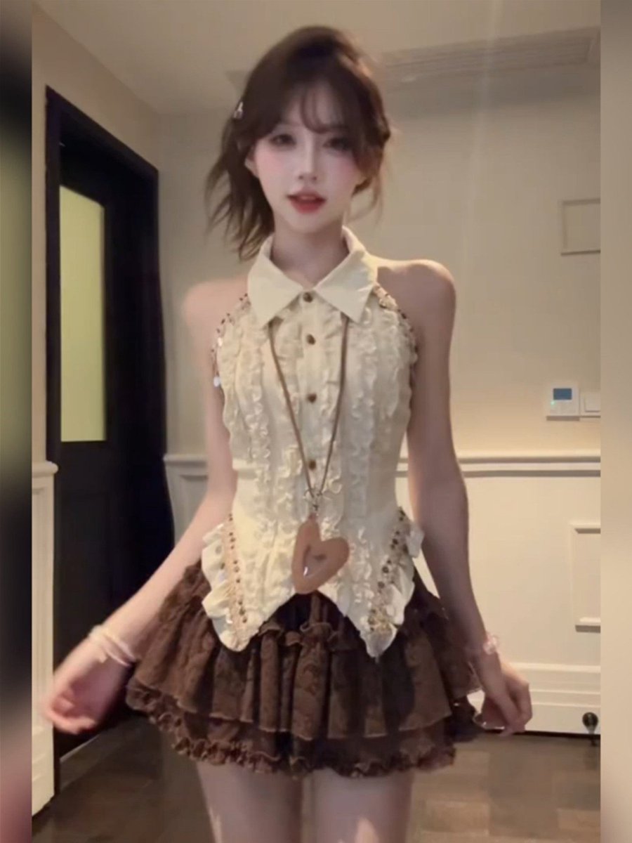 巨好看甜美长袖露肩荷叶边连衣裙